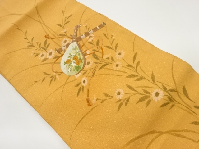 JAPANESE NAGOYA OBI / EMBROIDERY / KIN-TOSHI / FLOWER
